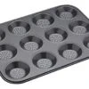 Kitchen Craft MasterClass KCMCCB29 Crusty Bake Perforated Mince Pie Baking Tray With PFOA Non Stick, Robust 1mm Carbon Steel, 32 X 24cm 12 Hole Tart Tin, Grey -Wilton Shop 41AddfFkIJL