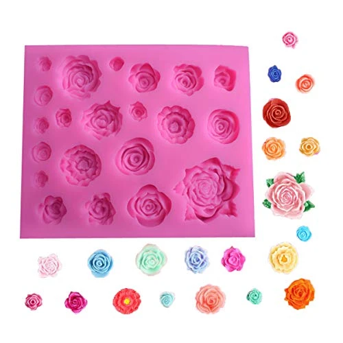 Silicone Rose Flower Fondant Mold 21 Cavity Roses Shape Cake Cupcake Top Decoration Mould For Chocolate Handmade Candy Making Pastry Candle DIY Dessert Tool 3 Silicone Rose Flower Fondant Mold 21 Cavity Roses Shape Cake Cupcake Top Decoration Mould For Chocolate Handmade Candy Making Pastry Candle DIY Dessert Tool