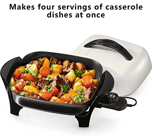 11-Inch Deluxe Nonstick Electric Skillet - Roasts, Fries, Grills, Stews, Bakes, Makes Casseroles For Four People, Black/White 4 11-Inch Deluxe Nonstick Electric Skillet - Roasts, Fries, Grills, Stews, Bakes, Makes Casseroles For Four People, Black/White - Image 2