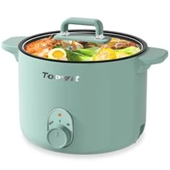 Wit Electric Hot Pot, 1.5L Non-stick Ramen Cooker, Multi-Function Electric Pot For Pasta, Noodles, Steak, Egg, Electric Cooker With Dual Power Control, Over-Heating And Boil Dry Protection, Green