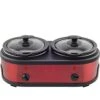 3.2-Quart Double Slow Cooker (1.6-Qt Each) W/ Warm Settings, Stainproof Stoneware Pots And Glass Lids – Red Stainless Steel -Wilton Shop 41Aux1KVbnL