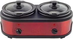 3.2-Quart Double Slow Cooker (1.6-Qt Each) W/ Warm Settings, Stainproof Stoneware Pots And Glass Lids – Red Stainless Steel -Wilton Shop 41Aux1KVbnL. AC