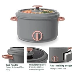 Electric Hot Pot Nonstick MultiFunction - 2.5L Portable With Dual Power Control, Grey, Nozaya -Wilton Shop 41AvwDEIXKL
