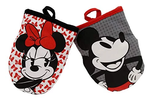 Disney Kitchen Neoprene Mini Oven Mitts, 2pk-Heat Resistant Oven Gloves With Insulation Ideal For Handling Hot Kitchenware-Non-Slip Grip, Hanging Loop, 5.5 X 7 Inches - Minnie Bows And Mickey Dots 3 Disney Kitchen Neoprene Mini Oven Mitts, 2pk-Heat Resistant Oven Gloves With Insulation Ideal For Handling Hot Kitchenware-Non-Slip Grip, Hanging Loop, 5.5 X 7 Inches - Minnie Bows And Mickey Dots