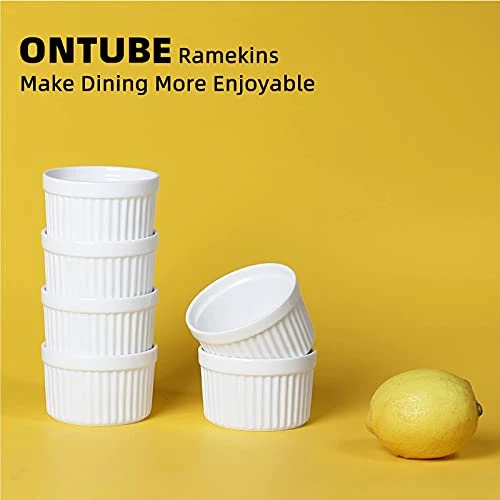 Ramekins - Porcelain Ramekins For Creme Brulee Dishes,Dipping Sauces,Baking Pudding Cups, Souffle Bowl,Oven Safe, Set Of 6 (4OZ, White) 7 Ramekins - Porcelain Ramekins For Creme Brulee Dishes,Dipping Sauces,Baking Pudding Cups, Souffle Bowl,Oven Safe, Set Of 6 (4OZ, White) - Image 5