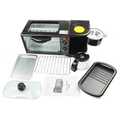 AMAYYAmbj Bread Maker 3-in-1 Breakfast Machine Coffee Maker Cooker Teppanyaki Bread Pizza Oven Egg Omelette Frying Pan Toaster -Wilton Shop 41BHXFz1TBL