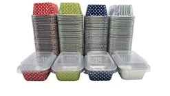Disposable Aluminum Mini 6 Ounce Individual Sized Loaf Pans #4004 Color & Lid Options (Red Polka Dot- With Lids, 500)
