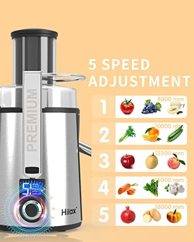 Centrifugal Juicer Machine - LCD Monitor 1100W Juice Maker Extractor, 5-Speed Juice Processor Fruit And Vegetable, 3" Feed Chute Stainless Steel Power Juicer, Easy Clean, BPA Free (Silver) 5 Centrifugal Juicer Machine - LCD Monitor 1100W Juice Maker Extractor, 5-Speed Juice Processor Fruit And Vegetable, 3" Feed Chute Stainless Steel Power Juicer, Easy Clean, BPA Free (Silver) - Image 3