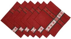 Dining Cloth Napkins–Beautiful Fall Thanksgiving Woven Design–Informal, Formal Fabric Napkins–Fadeproof, Stain Resistant & Washable–100% Cotton–Eco-Friendly-Set Of 6 Autumn Jacquard