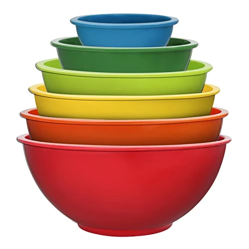 Classic Mixing Bowl Set, BPA Free Plastic, Microwave And Dishwasher Safe,Ideal For Baking, Prepping, Cooking And Serving Food (Set Of 6) 3 Classic Mixing Bowl Set, BPA Free Plastic, Microwave And Dishwasher Safe,Ideal For Baking, Prepping, Cooking And Serving Food (Set Of 6)