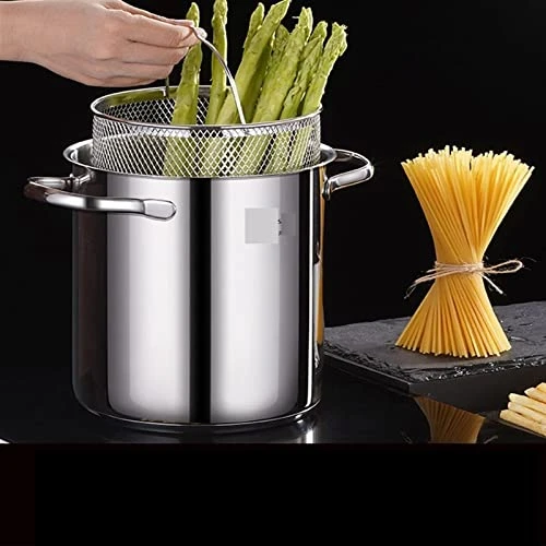 AYMAYA Soup Pot, Stainless Steel Asparagus Pot With Frying Basket Stock Pot Frying Pan Household Small Deep Frying Pan 4 AYMAYA Soup Pot, Stainless Steel Asparagus Pot With Frying Basket Stock Pot Frying Pan Household Small Deep Frying Pan - Image 2