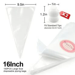 Pastry Piping Bags -100 Pack-16-Inch Disposable Cake Decorating Bags Anti-Burst Cupcake Icing Bags For All Size Tips Couplers And Baking Cookies Candy Supplies Kits - Bonus 2 Couplers -Wilton Shop 41BjqGPdMwL