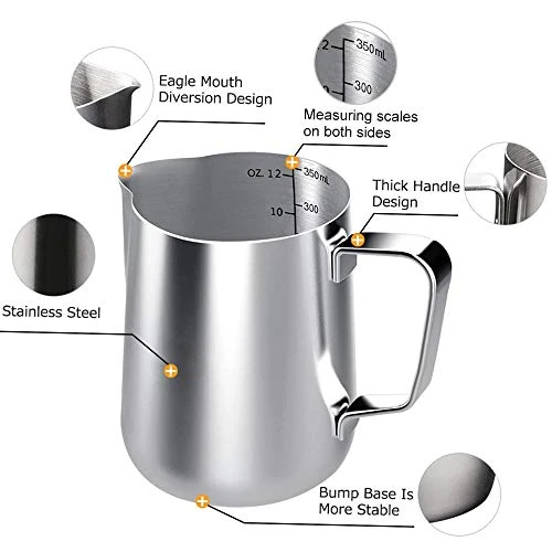 Milk Frothing Pitcher, 20 Oz Milk Frother Cup Espresso Cup Stainless Steel 7 Milk Frothing Pitcher, 20 Oz Milk Frother Cup Espresso Cup Stainless Steel - Image 5