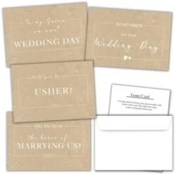 6 Pack For My Bride Wedding Card For Husband Card Set - Officiant Proposal Card, Will You Be Our Usher Card - Wedding Day Cards To Husband To The Bride Card Set With Will You Walk Me Down The Aisle Proposal (6 Cards White And Black) -Wilton Shop 41C OCWS91L. AC
