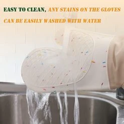 , Oven Mitts 13" Extra Long, Silicone + Cotton Lining + Cotton, Easy Clean, 500F° Heat Resistant Silicone Oven Mitt -Wilton Shop 41C1nrobv0L