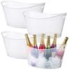 4 Pack - Large Plastic Ice Bucket, Oval Storage Tub, 18 Liter Parties Wine, Beer Bottle Drink Cooler, Party Beverage Chiller Bin, Baskets, Clear