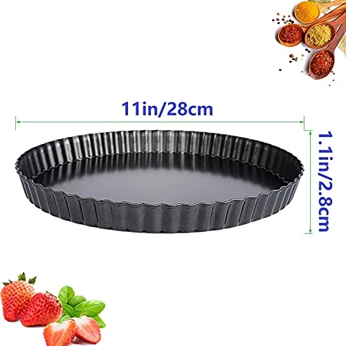 Non-Stick Tart Pan 11 Inch Removable Bottom, Large Fluted Tart Pans For Baking, Quiche Pan Removable Bottom, Pie Pans For Baking,Flan Pans For Baking 4 Non-Stick Tart Pan 11 Inch Removable Bottom, Large Fluted Tart Pans For Baking, Quiche Pan Removable Bottom, Pie Pans For Baking,Flan Pans For Baking - Image 2
