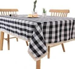 55Inch Gingham Checkered Tablecloth, Black & White Checker, Round Lace Polyester Tablecloth 16 55Inch Gingham Checkered Tablecloth, Black & White Checker, Round Lace Polyester Tablecloth -Wilton Shop 41CR8CGjh4L. AC