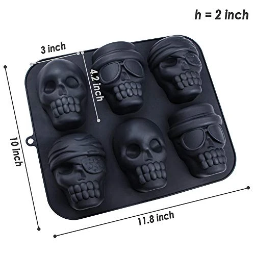 Skull Cake Pan Silicone Gelatin Cakelet Mold Skull Pizza Tin Baking Pan 4 Skull Cake Pan Silicone Gelatin Cakelet Mold Skull Pizza Tin Baking Pan - Image 2