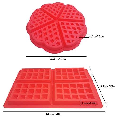 4 Pcs Waffle Mold,Sonku Silicone Heart-Shaped Square-Shaped Waffle Baking Molds Muffin Pans Chocolate Bread Pie Flan Bakeware 6 4 Pcs Waffle Mold,Sonku Silicone Heart-Shaped Square-Shaped Waffle Baking Molds Muffin Pans Chocolate Bread Pie Flan Bakeware - Image 4
