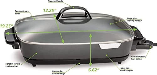 16 Inch Nonstick Electric Skillet - With Glass Cover Electric 5 16 Inch Nonstick Electric Skillet - With Glass Cover Electric - Image 3