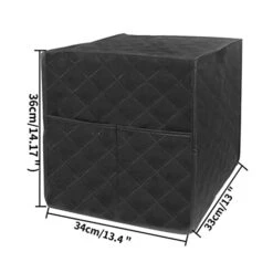 Espresso Machine Quilted Protective Cover Dust Proof With Storage Pocket For Stand Mixer,34CX33x36cm Easily Install Stain Resistant,Black
