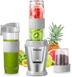 Personal Blender With 2 X 20oz Travel Bottle And Coffee/Spices Jar, Portable Smoothie Blender And Coffee Grinder In One , 500W Single Serve Blender For Shakes And Smoothies, BPA Free, By Yabano (Black) -Wilton Shop 41CyTcjGJzL. AC