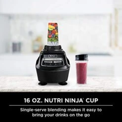 Ninja BL770 Mega Kitchen System, 1500W, 4 Functions For Smoothies, Processing, Dough, Drinks & More, With 72-oz.* Blender Pitcher, 64-oz. Processor Bowl, (2) 16-oz. To-Go Cups & (2) Lids, Black -Wilton Shop 41D5IYVhwjL