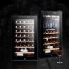 GENERIC 35 Bottles Wine Cooler Refrigerator With Cup Holder Freestanding Wine Cellar For Red, White, Champagne Or Sparkling Wine Quiet Operation Compressor Wine Fridge Digital Temperature Control Black