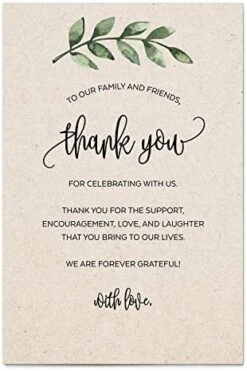 Thank You Table Place Setting Cards (Set Of 50) Greenery Placecards 4x6 Wedding, Party, Retirement, Graduation, Birthday, Shower, Baby, Bridal - Made In USA – Rustic Kraft Tan Green Leaves -Wilton Shop 41DFF6J lnL. AC