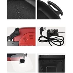 Family Size Rapid Heat Electric Skillet, Electric Ceramic Titanium Skillet, Easy To Clean, Non-stick Electric Skillet With Glass Vented Lid, Red 14 Family Size Rapid Heat Electric Skillet, Electric Ceramic Titanium Skillet, Easy To Clean, Non-stick Electric Skillet With Glass Vented Lid, Red -Wilton Shop 41DKJpDzHsL