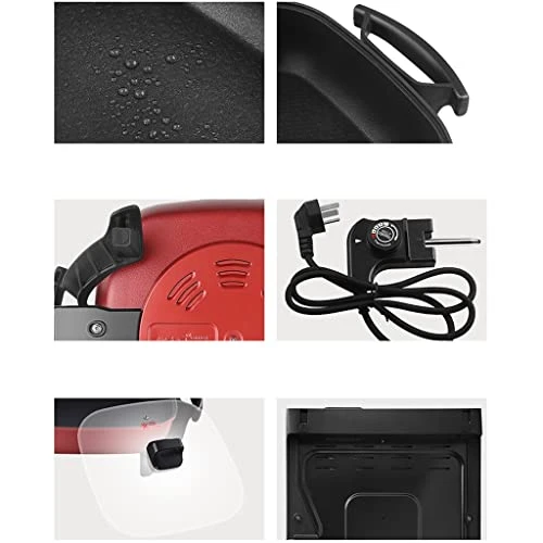 Family Size Rapid Heat Electric Skillet, Electric Ceramic Titanium Skillet, Easy To Clean, Non-stick Electric Skillet With Glass Vented Lid, Red 8 Family Size Rapid Heat Electric Skillet, Electric Ceramic Titanium Skillet, Easy To Clean, Non-stick Electric Skillet With Glass Vented Lid, Red - Image 6