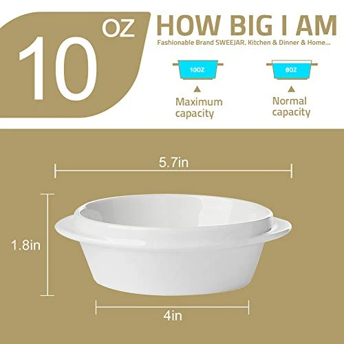 Porcelain Ramekins For Creme Brulee 10 Ounce,Integrated Double Handle Souffle Dishes For Baking,Ice Cream,Chicken Pot Pies,Oven Safe-Set Of 6(Similarcolour) 7 Porcelain Ramekins For Creme Brulee 10 Ounce,Integrated Double Handle Souffle Dishes For Baking,Ice Cream,Chicken Pot Pies,Oven Safe-Set Of 6(Similarcolour) - Image 5