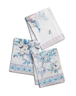 D' Hermine Kitchen Towel 100% Cotton Premium Set Of 3 Kitchentowels Easter Tea Towels (20"x27.50") For Table Cleaning, Dining, Buffet Parties & Wedding Use - Peacock Utopia