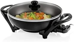 Vente Electric Skillet With Nonstick Coating And Glass Lid, 13 Inch Portable Kitchen Countertop Cooking Wok, Adjustable Temperature Control, Cool Touch Handle, Easy To Use And Clean, Copper SK3113CO -Wilton Shop 41DOpHQ4U3L. AC