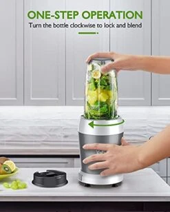 Personal Blender For Shakes And Smoothies, 700W 6-Blade Smoothie Blender For Frozen Fruit And Ice, With 1 28 Oz Travel Bottle, 1 To-Go Lid, BPA Free & Dishwasher Safe (Gray/Silver) -Wilton Shop 41DSiiMvHkL