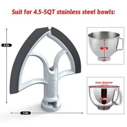 Ucho Flex Edge Beater For Kitchen Aid Tilt-Head Stand Mixer 4.5-5 Quart Bowls, Kitchenaid Mixer Attachment, Lead-free Food Grade TPU Flat Beater Paddle With BPA-free Silicone Edge Bowl Scraper -Wilton Shop 41DW6PFOMZL