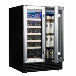 Wine And Beverage Refrigerator 24 IN Built-in Mini Fridge Dual Zone Wine Cooler Freestanding Wine Cellar With Double Layer Reversible Glass Door