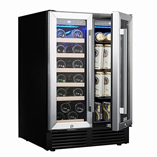 Wine And Beverage Refrigerator 24 IN Built-in Mini Fridge Dual Zone Wine Cooler Freestanding Wine Cellar With Double Layer Reversible Glass Door 3 Wine And Beverage Refrigerator 24 IN Built-in Mini Fridge Dual Zone Wine Cooler Freestanding Wine Cellar With Double Layer Reversible Glass Door