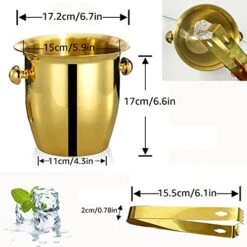 Ice Buckets - Champagne Ice Bucket With Tongs, Golden Trumpet Ice Bucket Stainless Steel Mirror Reflection Wine Cooler For Cocktail Bar Beer Red Wine Liquor Beverages Party,Ice Frozen Longer, 2.5L -Wilton Shop 41Dj1y7pWkL