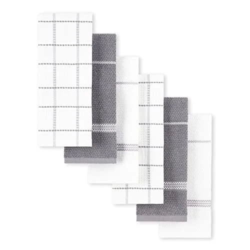 Odern Waffle Kitchen Towel Set 6-Pack, Grey, 16"x28" 3 Odern Waffle Kitchen Towel Set 6-Pack, Grey, 16"x28"
