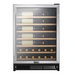 GLW57MS2B16 47 Bottle Built In Wine Refrigerator, Digital Temperature Control, White LED Interior Lighting, 5.7 Cu. Ft., Stainless Steel