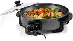 Vente Electric Skillet With Nonstick Coating And Glass Lid, 13 Inch Portable Kitchen Countertop Cooking Wok, Adjustable Temperature Control, Cool Touch Handle, Easy To Use And Clean, Copper SK3113CO -Wilton Shop 41E0FXhPoLL. AC