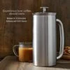 - P7 French Press - Double Walled Stainless Steel Insulated Coffee And Tea Maker With Micro-Filter, Keep Drinks Hot For Hours, Perfect For Home Or Travel (Polished Stainless Steel, 32 Ounce) -Wilton Shop 41E8h0MeuSL