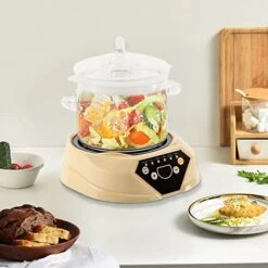 Multifunctional Health Pot 700W Automatic Electric Stew Pot 1.6L For Making Tea, Porridge And Soup, Clear, Cream Yellow -Wilton Shop 41EMCc1lNCL