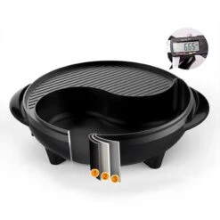 SK-J3200 Electric Grill With ShabuShabu Hot Pot, Multifunctional Nonstick Coating Pot, Smokeless1300W, Perfect For 2-4 Person,Electric BBQ Grill With Hot Pot 2 In 1, -Wilton Shop 41EMNbOOjzL