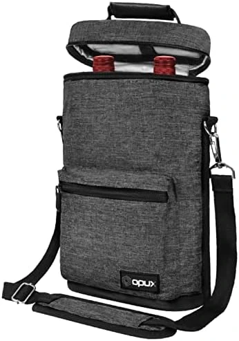 OPUX 2 Bottle Wine Carrier Tote | Insulated Leakproof Wine Cooler Bag For Travel Picnic BYOB | Padded Portable Wine Carrying Bag With Shoulder Strap, Wine Gifts - Charcoal Grey 12 OPUX 2 Bottle Wine Carrier Tote | Insulated Leakproof Wine Cooler Bag For Travel Picnic BYOB | Padded Portable Wine Carrying Bag With Shoulder Strap, Wine Gifts - Charcoal Grey - Image 10