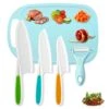 Children's Knifes Set,Childrens Knives Cooking Kids Safe Friendly Firm Cutting Board Peeler Real Fit Beginners Nylon Baking Fruit Salads Cakes Sandwich Vegetables Fun Grip Serrated Blue Pack -Wilton Shop 41EWh6dEaUL
