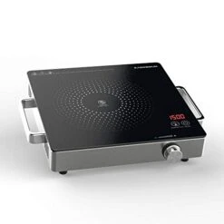 Hot Plate Electric Single Burner 1500W, Portable Burner For Cooking With Adjustable Temperature & Stay Cool Handles, Non-Slip Rubber Feet, Stainless Steel, Compatible For All Cookwares