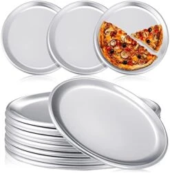 12 Pieces Pizza Pan Bulk Restaurant Aluminum Pizza Pan Set Round Pizza Pie Cake Plate Rust Free Pizza Pie Cake Tray For Oven Baking Home Kitchen Restaurant Easy Clean And Dishwasher Safe (8 Inch) -Wilton Shop 41EgjNiLmCL. AC